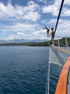 Jumping from deck of boat
