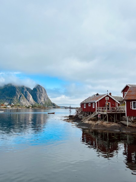 View of Reine with clouds